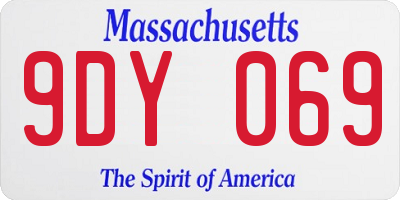 MA license plate 9DY069