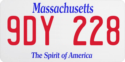 MA license plate 9DY228
