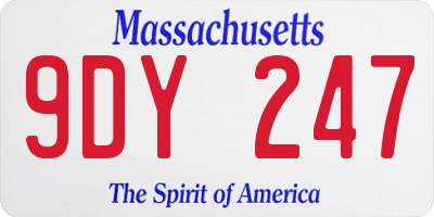 MA license plate 9DY247