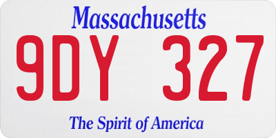 MA license plate 9DY327