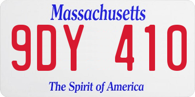 MA license plate 9DY410