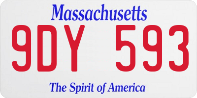 MA license plate 9DY593