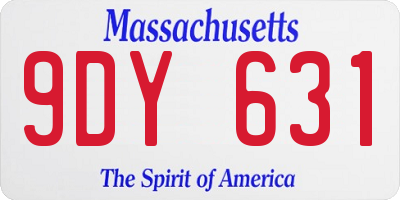 MA license plate 9DY631