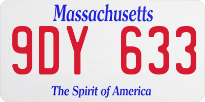 MA license plate 9DY633