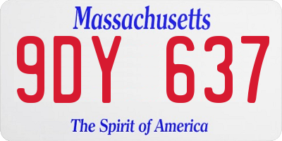 MA license plate 9DY637