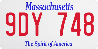 MA license plate 9DY748