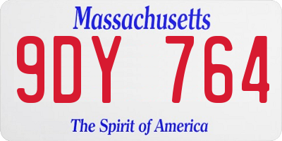 MA license plate 9DY764