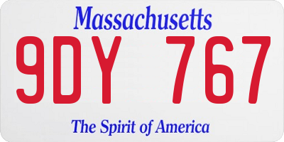 MA license plate 9DY767