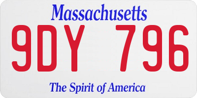 MA license plate 9DY796