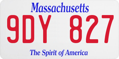 MA license plate 9DY827