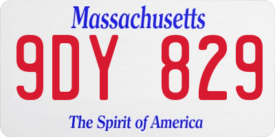 MA license plate 9DY829
