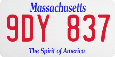 MA license plate 9DY837