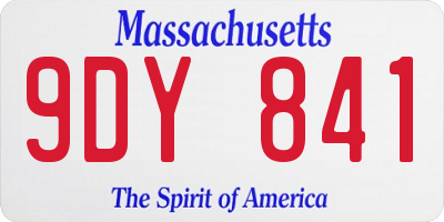 MA license plate 9DY841