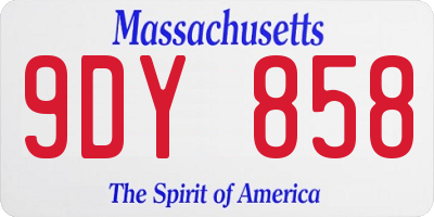 MA license plate 9DY858