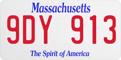 MA license plate 9DY913
