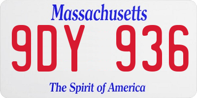 MA license plate 9DY936