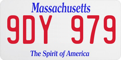MA license plate 9DY979