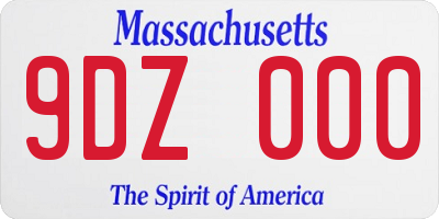 MA license plate 9DZ000