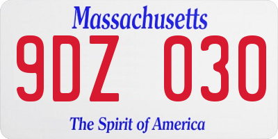 MA license plate 9DZ030