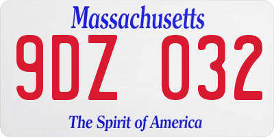 MA license plate 9DZ032