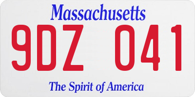 MA license plate 9DZ041