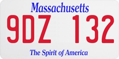 MA license plate 9DZ132
