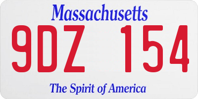 MA license plate 9DZ154