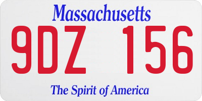 MA license plate 9DZ156