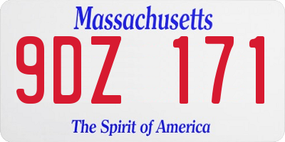 MA license plate 9DZ171
