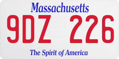 MA license plate 9DZ226