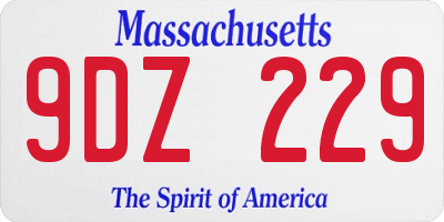 MA license plate 9DZ229