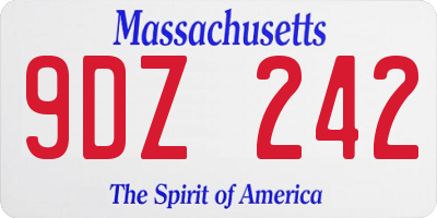 MA license plate 9DZ242