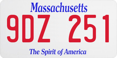 MA license plate 9DZ251