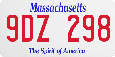 MA license plate 9DZ298