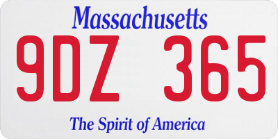 MA license plate 9DZ365