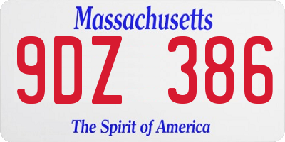 MA license plate 9DZ386