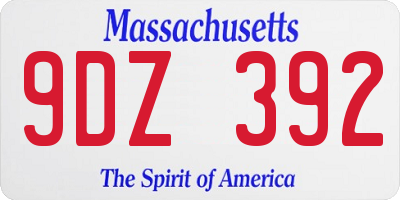 MA license plate 9DZ392