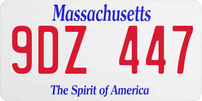 MA license plate 9DZ447