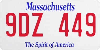 MA license plate 9DZ449