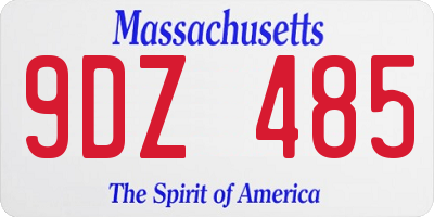 MA license plate 9DZ485