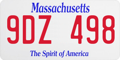 MA license plate 9DZ498