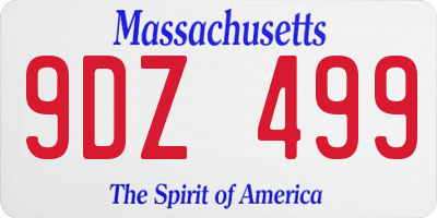 MA license plate 9DZ499