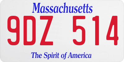 MA license plate 9DZ514