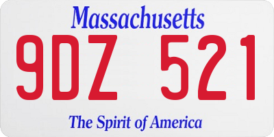 MA license plate 9DZ521