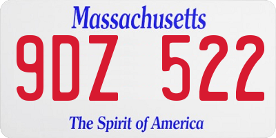 MA license plate 9DZ522