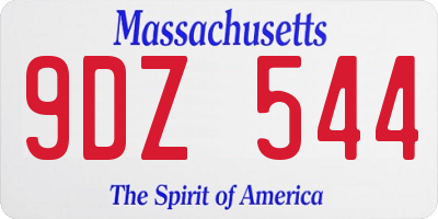 MA license plate 9DZ544