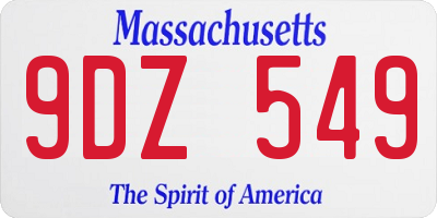 MA license plate 9DZ549