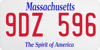 MA license plate 9DZ596