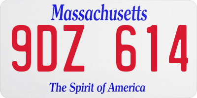 MA license plate 9DZ614