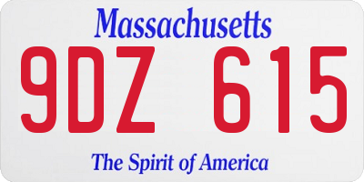 MA license plate 9DZ615